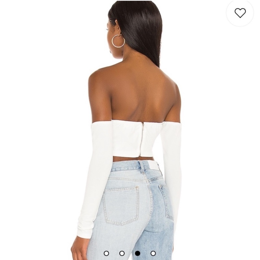 Revolve Superdown White Off Neck Twist Top - image 4